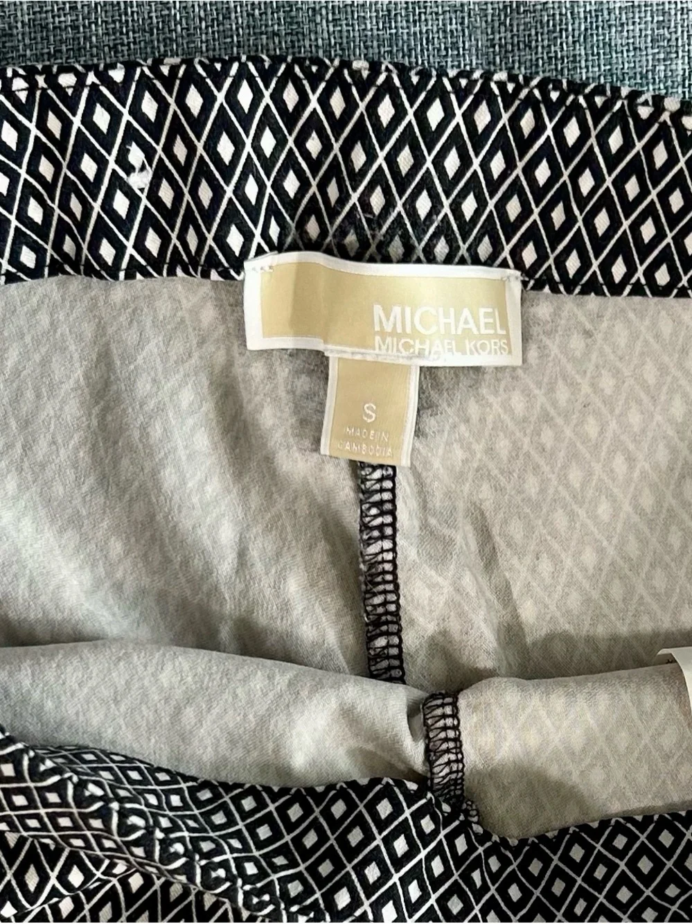 Michael Kors Black and White Geometric Print Pants